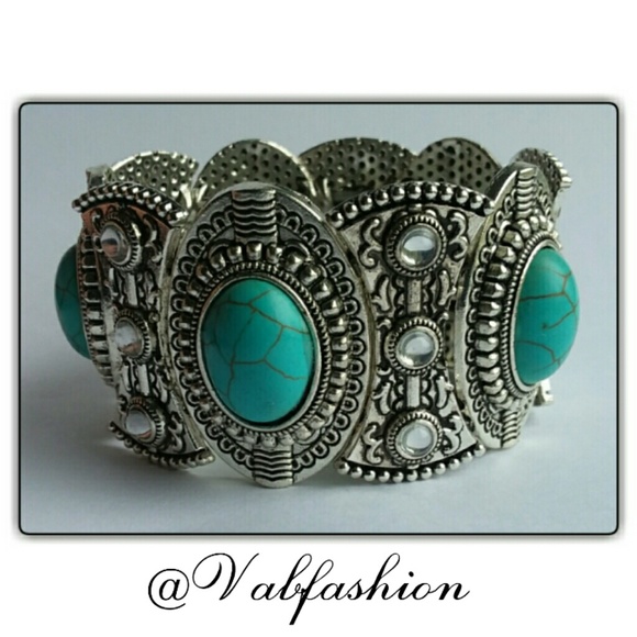 Vabfashion Jewelry - SILVER AND TURQUOISE BRACELET!